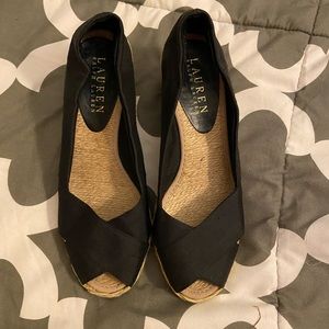 🩷Ralph Lauren Peep Toe Wedges💜